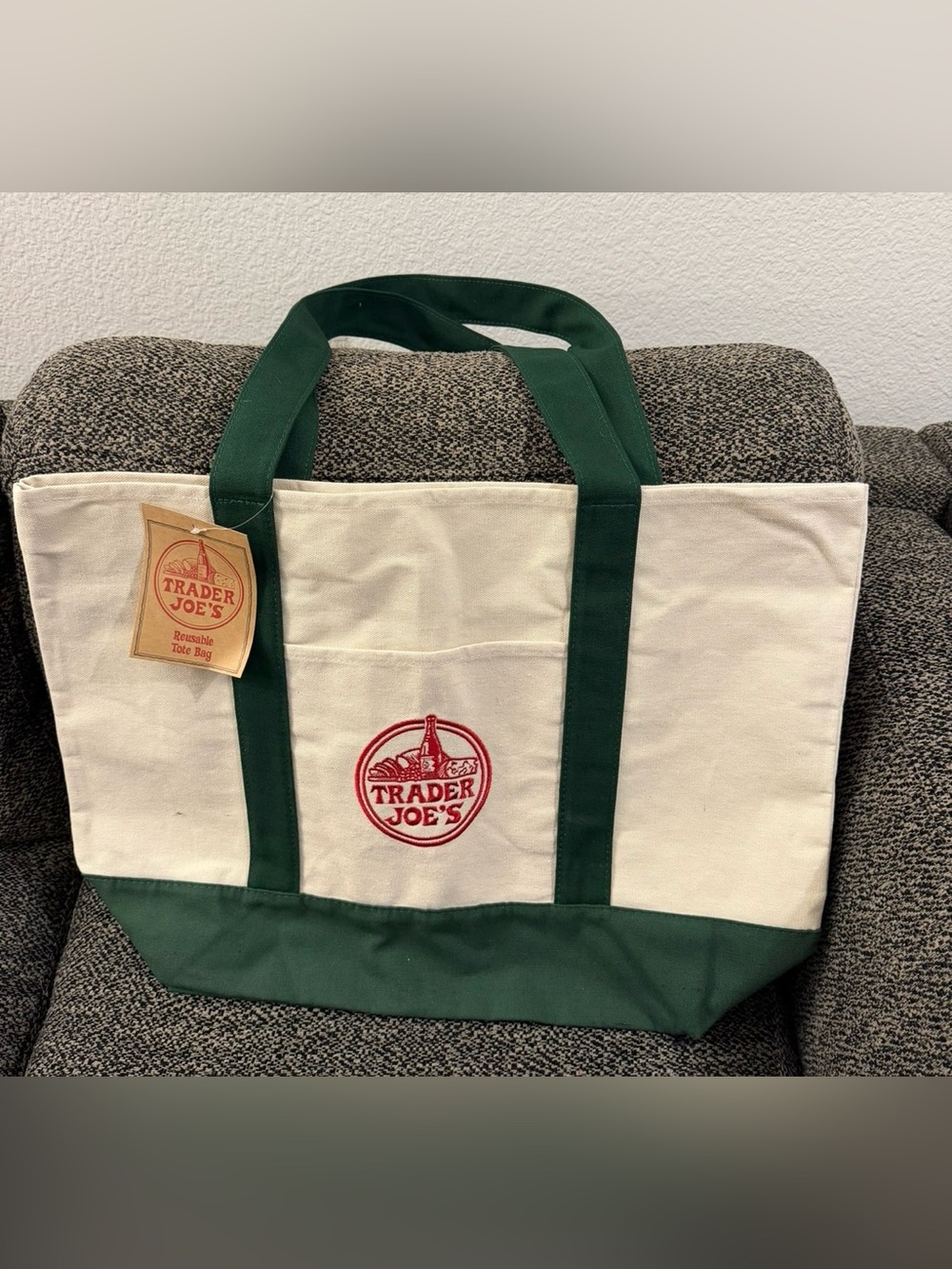 Trader Joe’s Large Striped Canvas Totes (lavender and green) - 4 available - Picture 2 of 2
